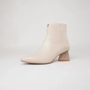 Malitta Nude Leather Ankle Boots