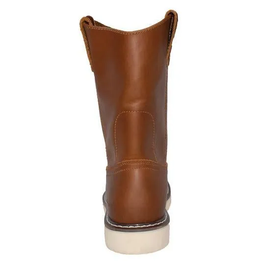 Men's 8" Side Zipper Composite Toe Pull On Wellington Leather Boots