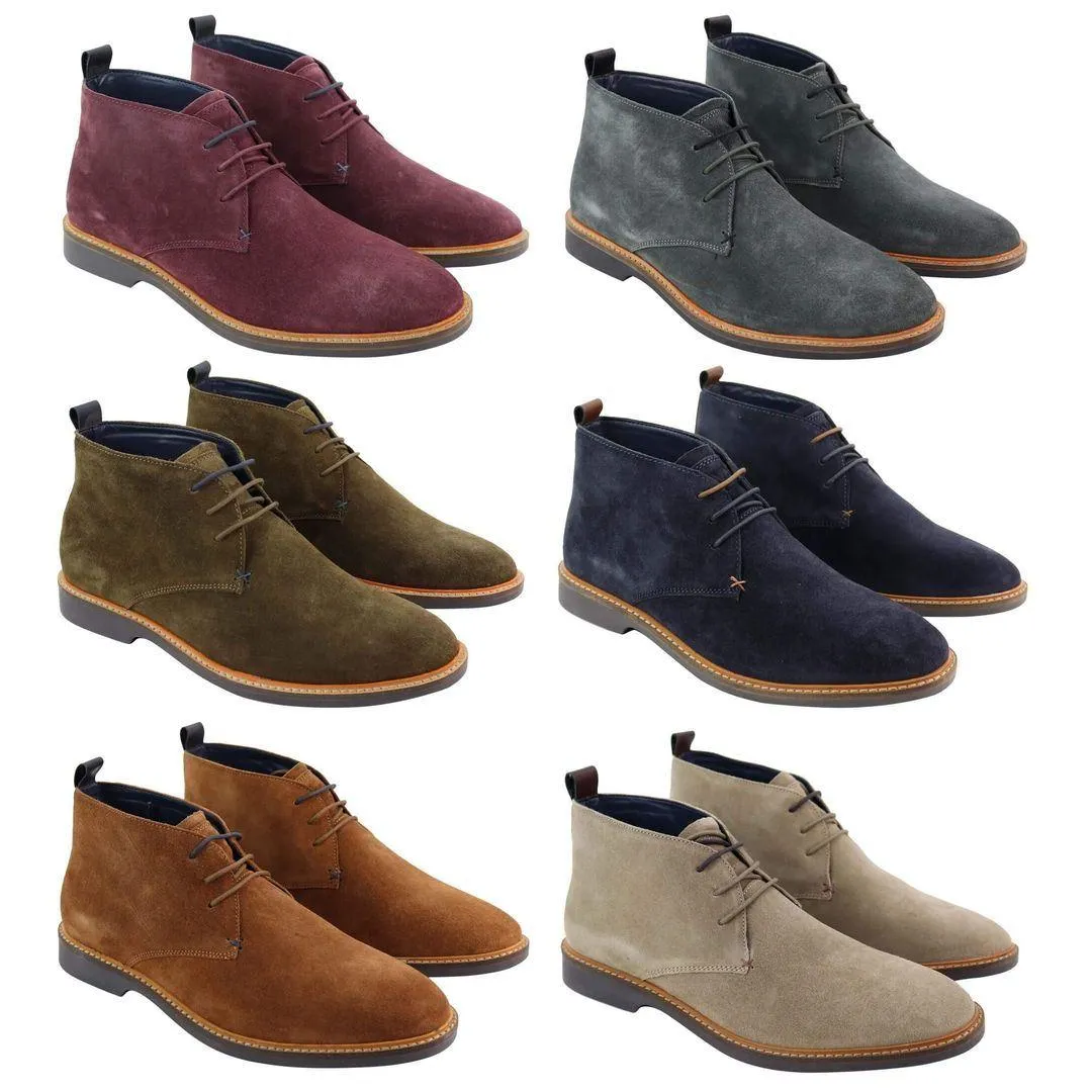 Mens Real Suede Italian Slip On Ankle Boots Smart Casual Desert Chelsea Dealer