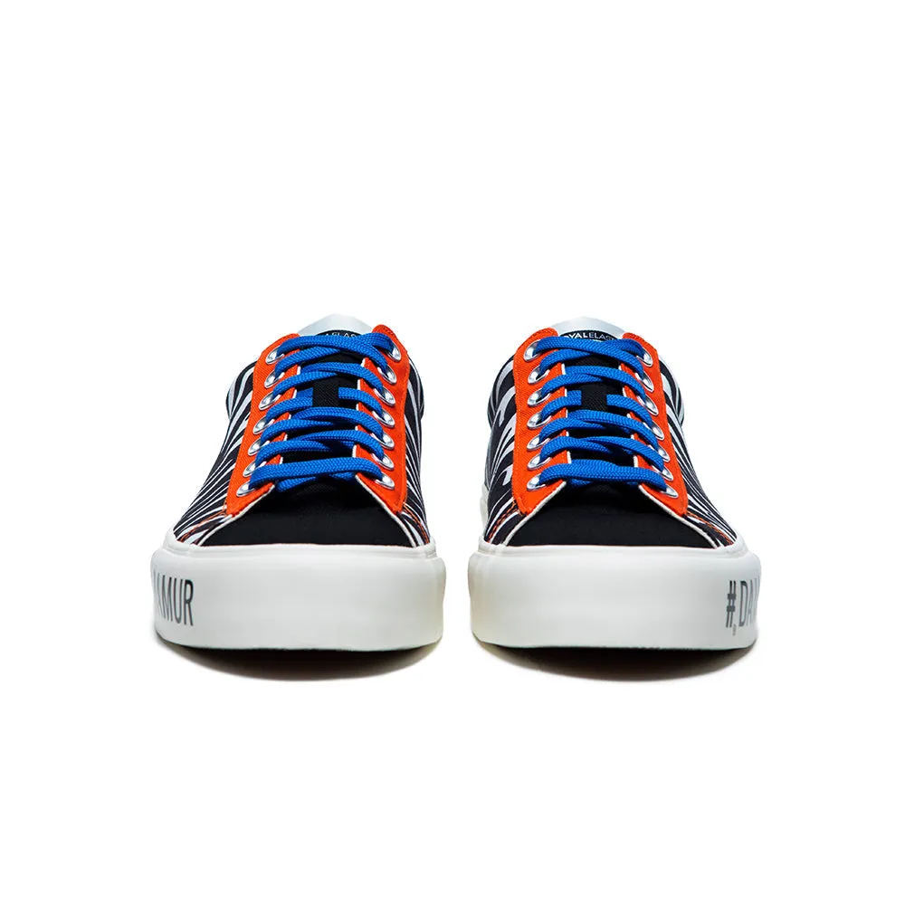 Men's Zone Black White Orange Canvas Low Tops 00821-925