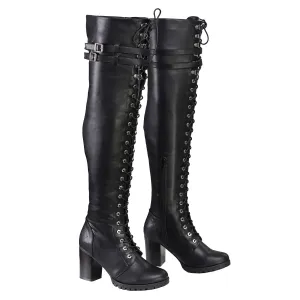 Milwaukee Leather Women's Black Above the Knee Lace-Up Fashion Casual Boots MBL9424