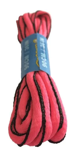 Neon Pink and Black Oval Running Shoe Shoelaces - 6mm wide