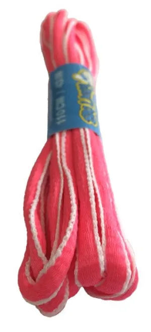 Neon Pink and White Oval Running Shoe Shoelaces - 6mm wide