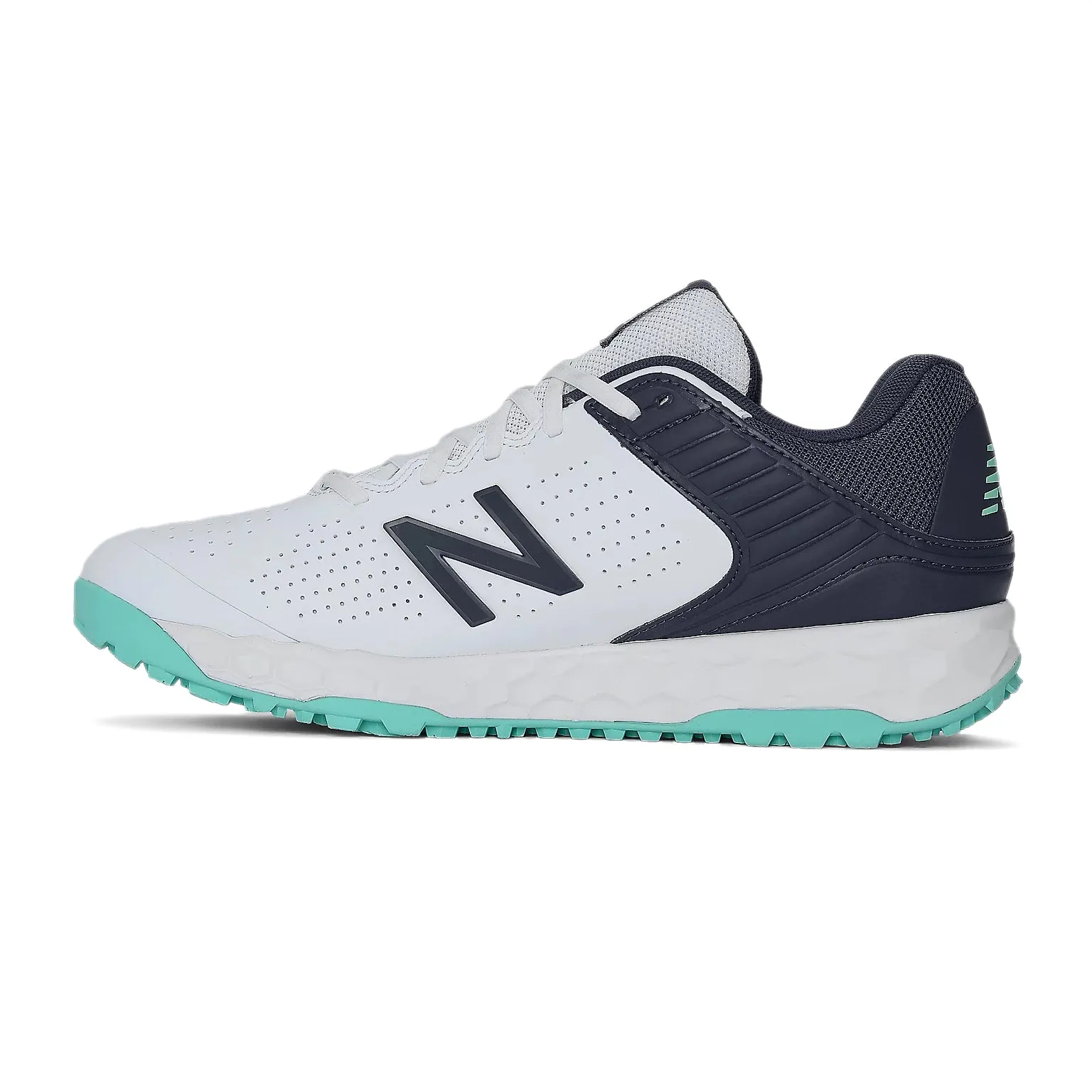 New Balance CK4020J4 Rubber Spike Cricket Shoes, White/Cyber Jade