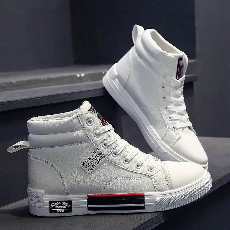 OB Leather High-Top Non-Slip Skateboarding Sneakers