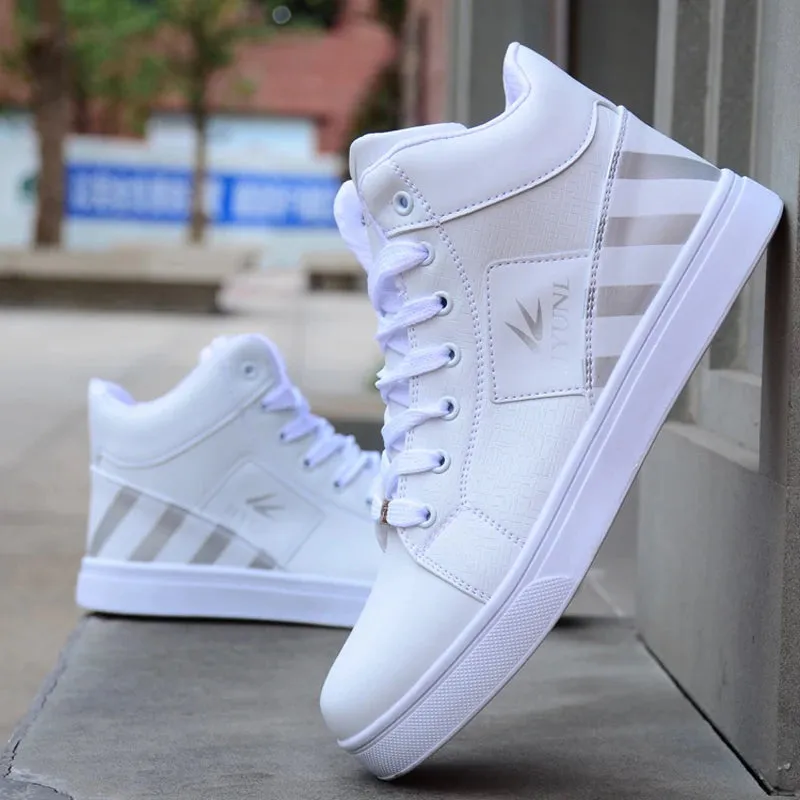 OB Leather High-Top Non-Slip Skateboarding Sneakers