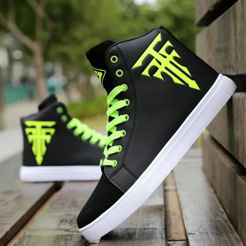 OB Leather High-Top Non-Slip Skateboarding Sneakers