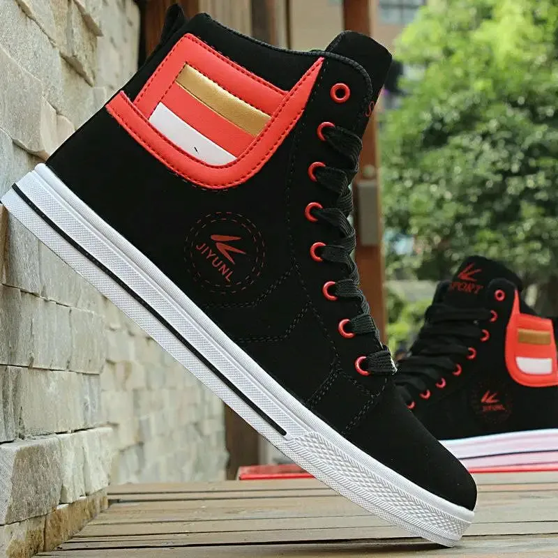 OB Leather High-Top Non-Slip Skateboarding Sneakers