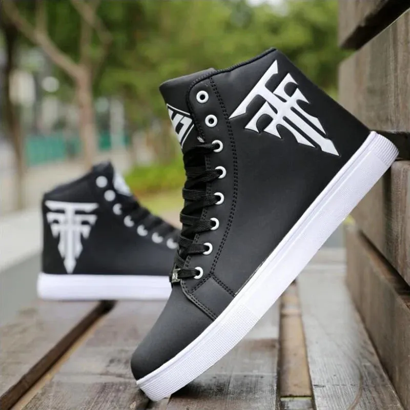 OB Leather High-Top Non-Slip Skateboarding Sneakers