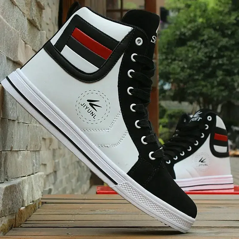 OB Leather High-Top Non-Slip Skateboarding Sneakers