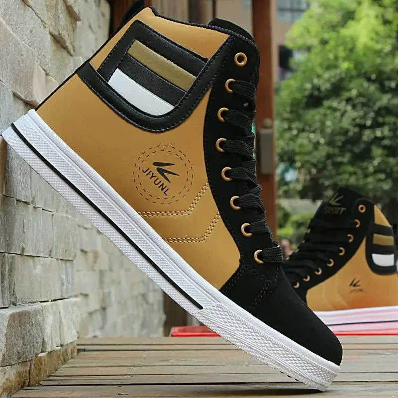 OB Leather High-Top Non-Slip Skateboarding Sneakers