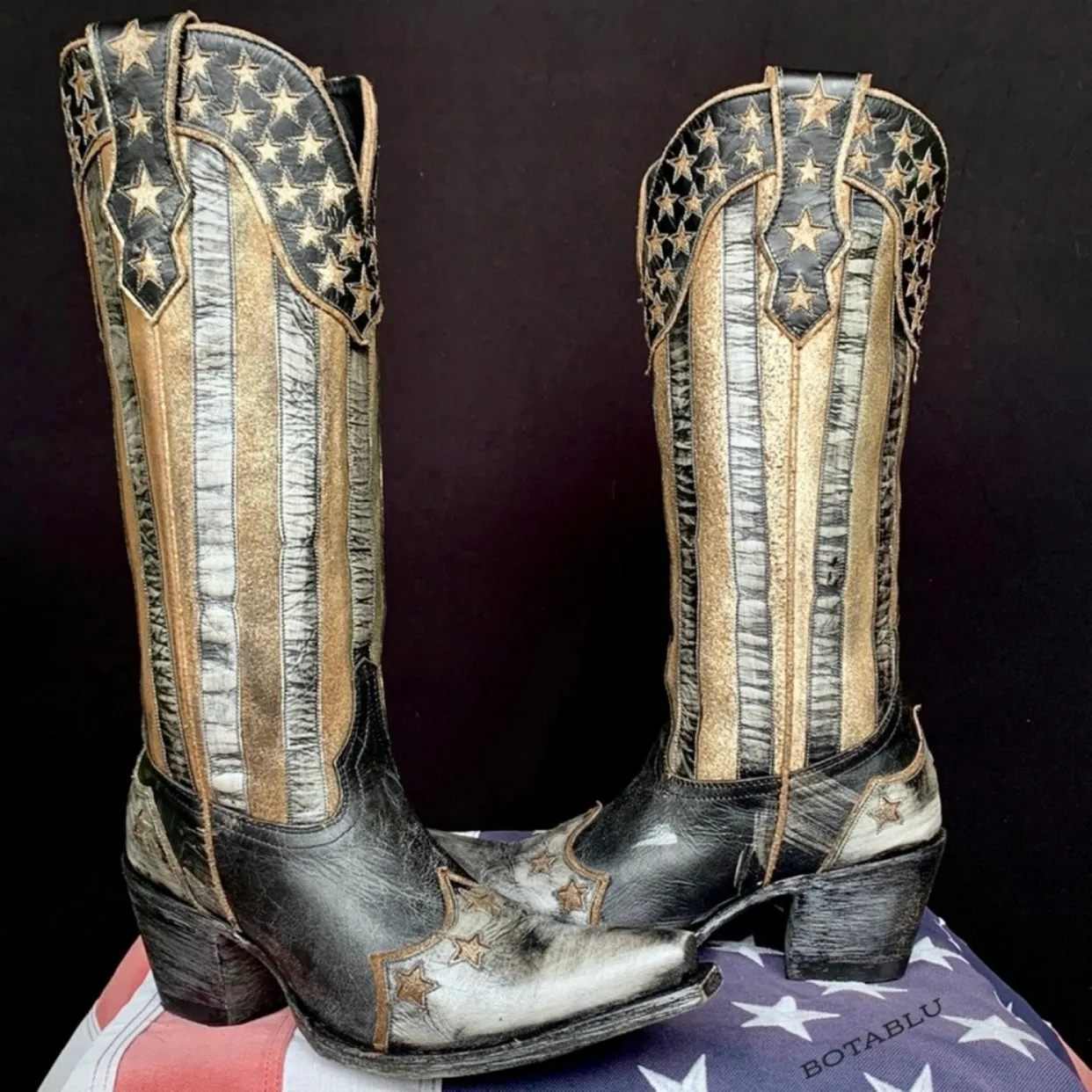 OLD GRINGO Bloom New American Flag Patriotic Black Cowgirl Cowboy Western Boots