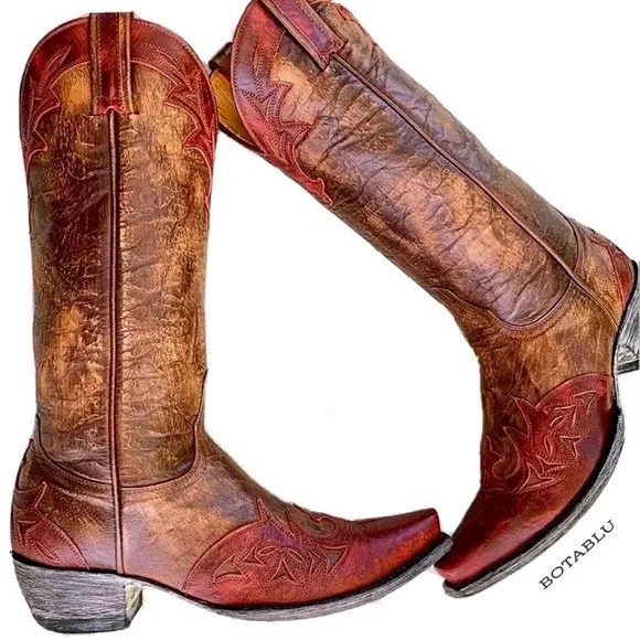 OLD GRINGO Brown Red Leather Tall Mid-Calf Cowgirl Cowboy Western Boots