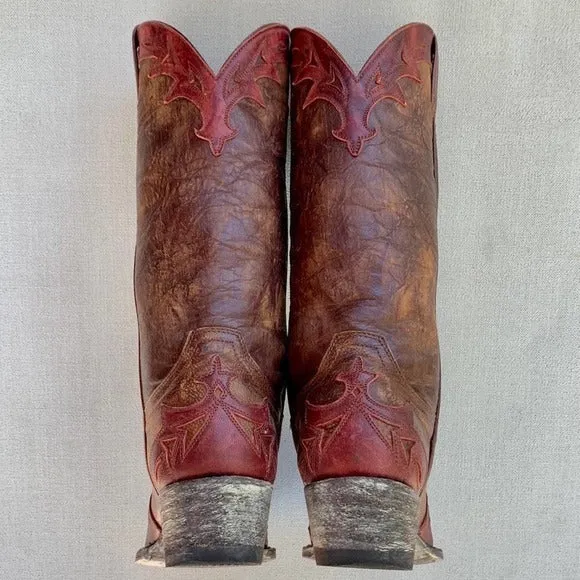 OLD GRINGO Brown Red Leather Tall Mid-Calf Cowgirl Cowboy Western Boots