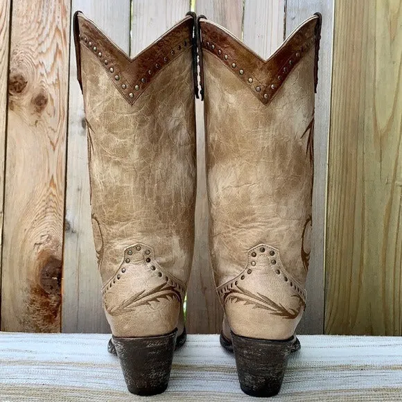 OLD GRINGO Dragon Embroidered Tan Brown Tall Cowgirl Cowboy Western Boots