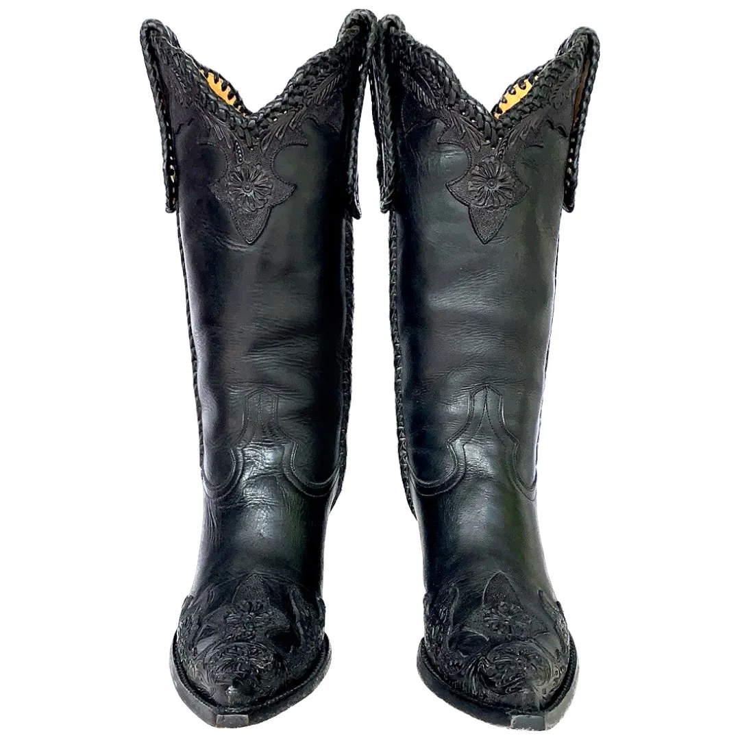 OLD GRINGO Julian Tooled Leather Black Tall Cowgirl Cowboy Western Boots