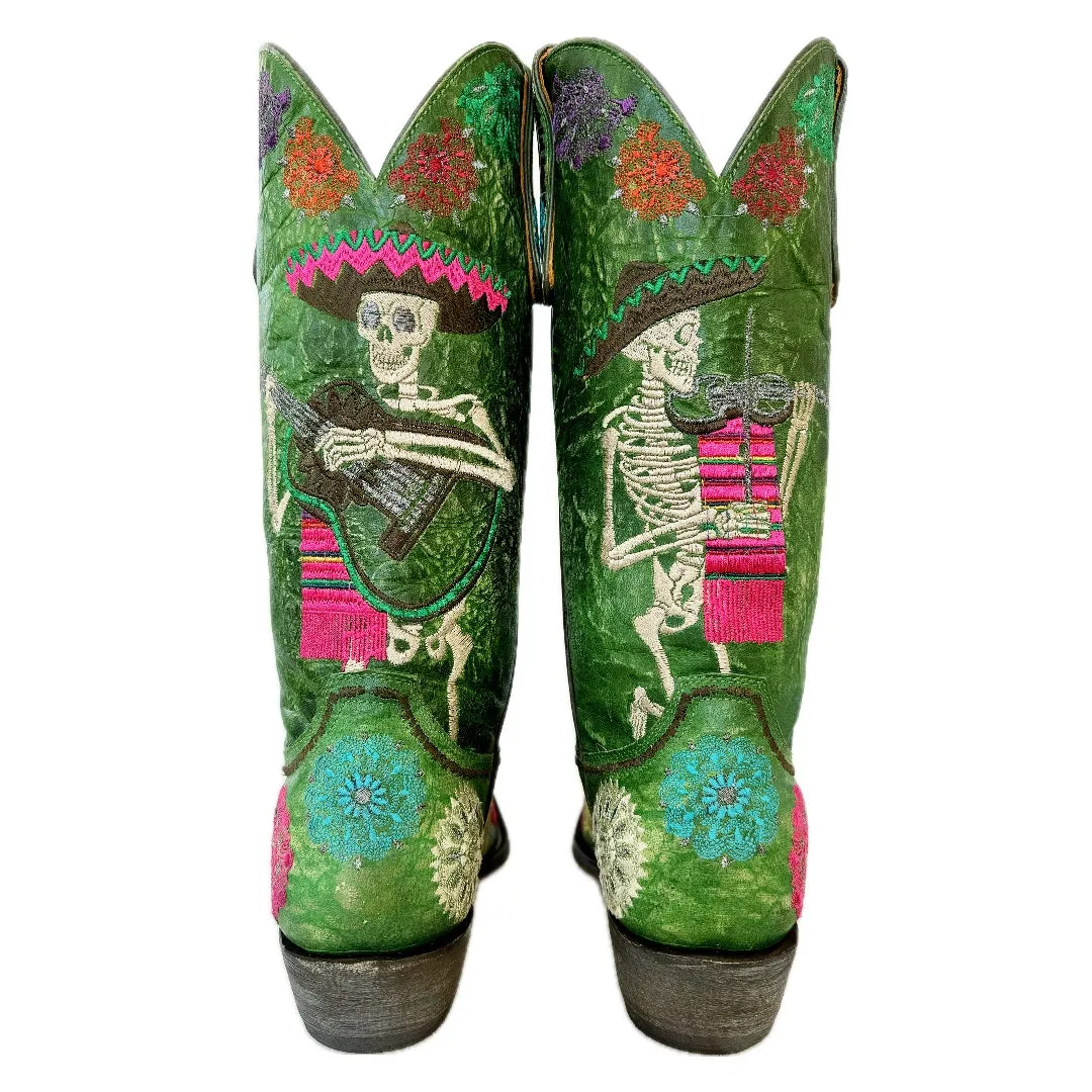 OLD GRINGO Mariachi Fiesta L3587-4 Green Skull Cowboy Boots