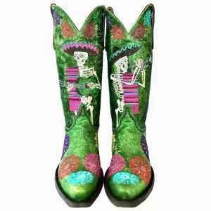 OLD GRINGO Mariachi Fiesta L3587-4 Green Skull Cowboy Boots