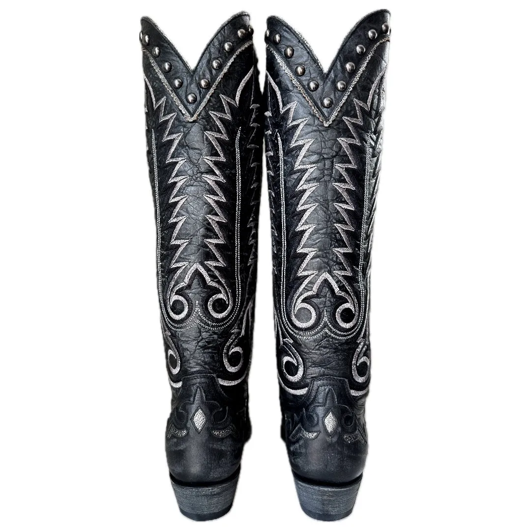 OLD GRINGO Nevada Heavier Studded Knee High Black Cowboy Boots