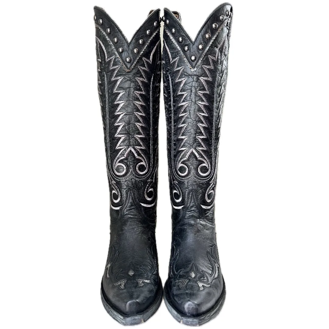 OLD GRINGO Nevada Heavier Studded Knee High Black Cowboy Boots