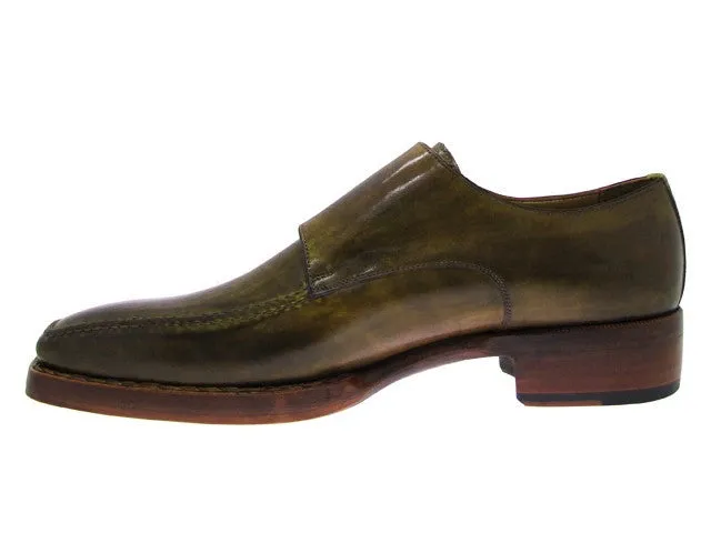 Paul Parkman Men's Double Monkstrap Goodyear Welted Green Shoes