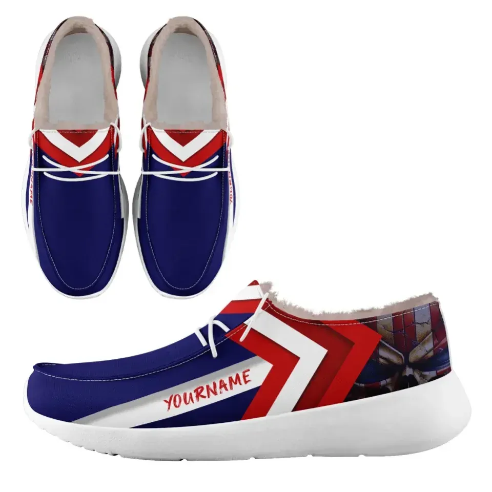 Personalized Flag Sneakers, Custom Patriotic Fur Lining Loafer Shoes, Best Gift for Vateran.FN042-24020295-8w