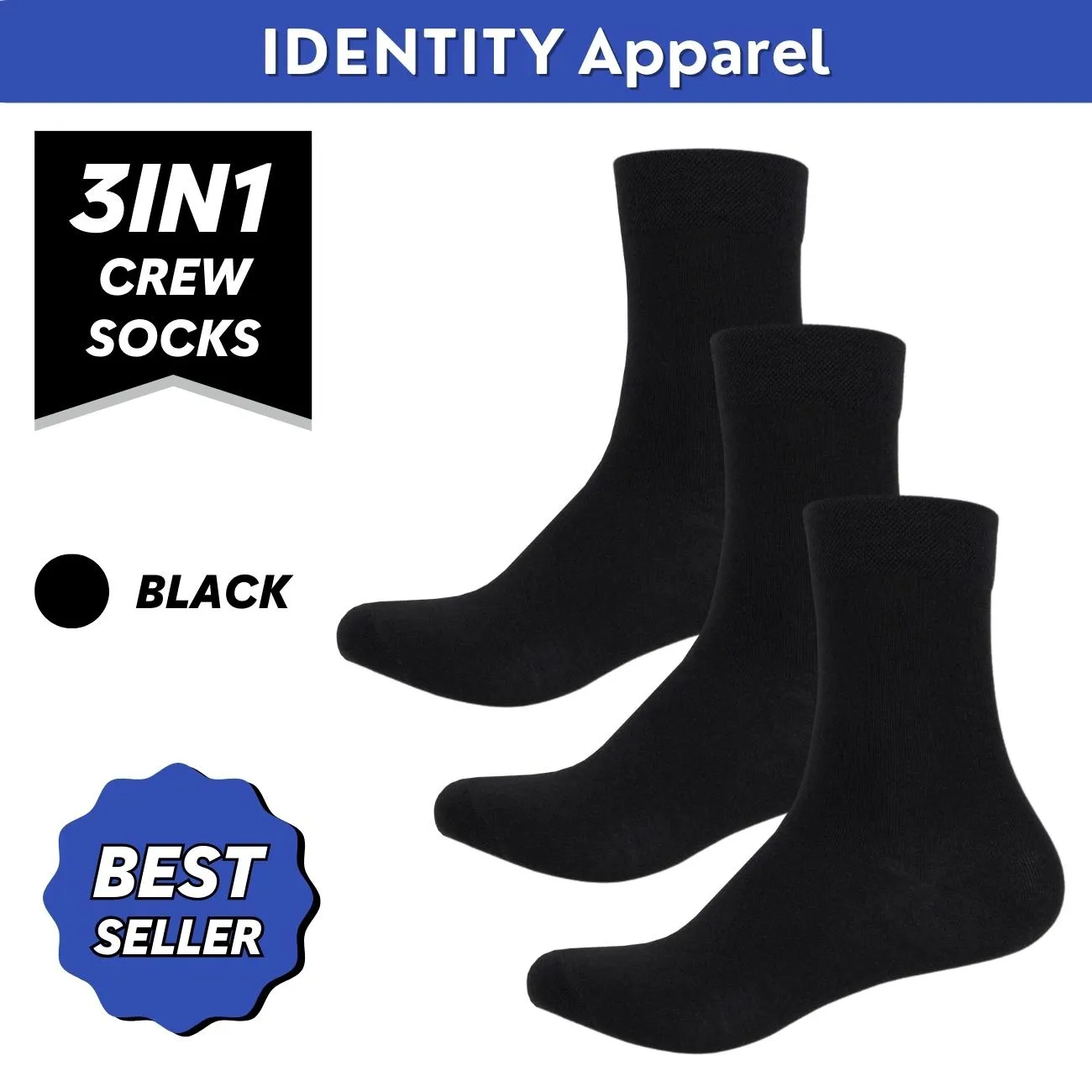 Plain Crew Length Cotton Socks