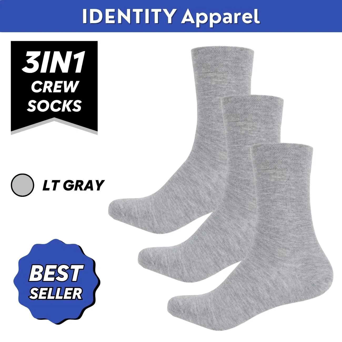 Plain Crew Length Cotton Socks