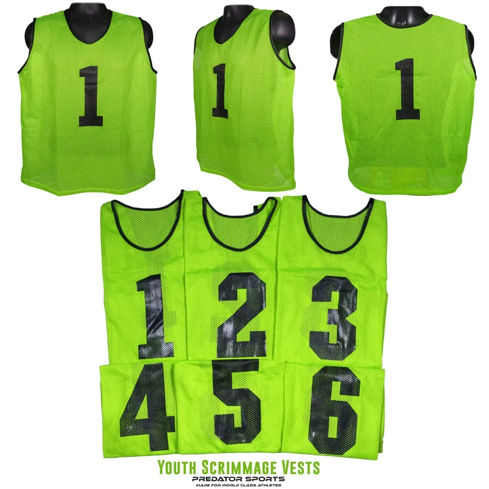 Predator Sports Youth Numbered Scrimmage Vests- Set of 6