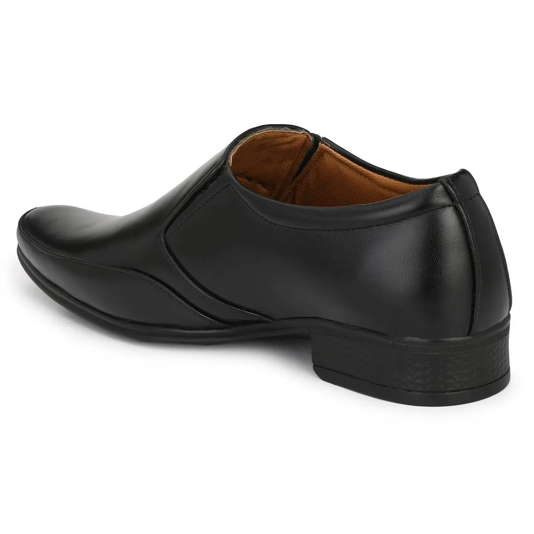 Premium Napa Leather Black Slip On Office Party Wear Formal Shoes