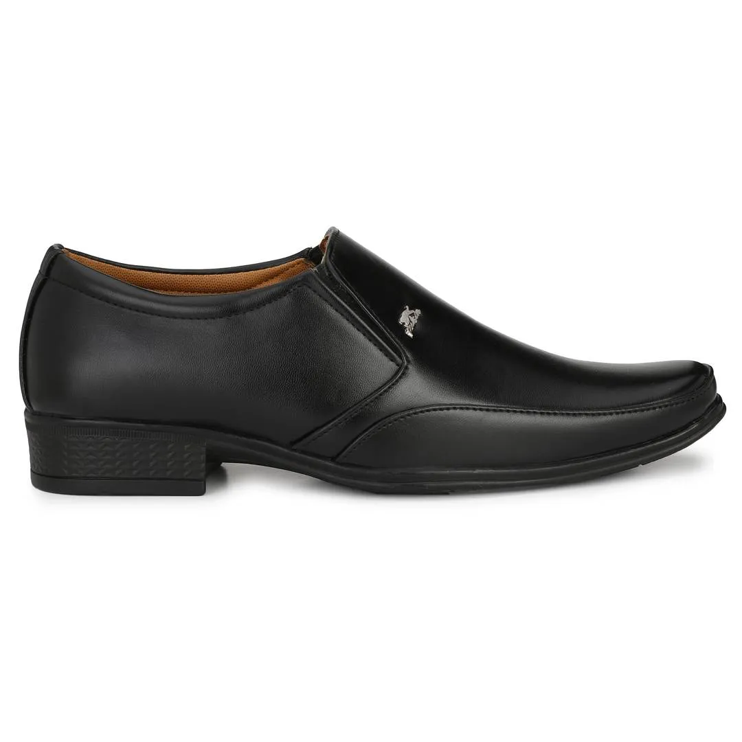 Premium Napa Leather Black Slip On Office Party Wear Formal Shoes