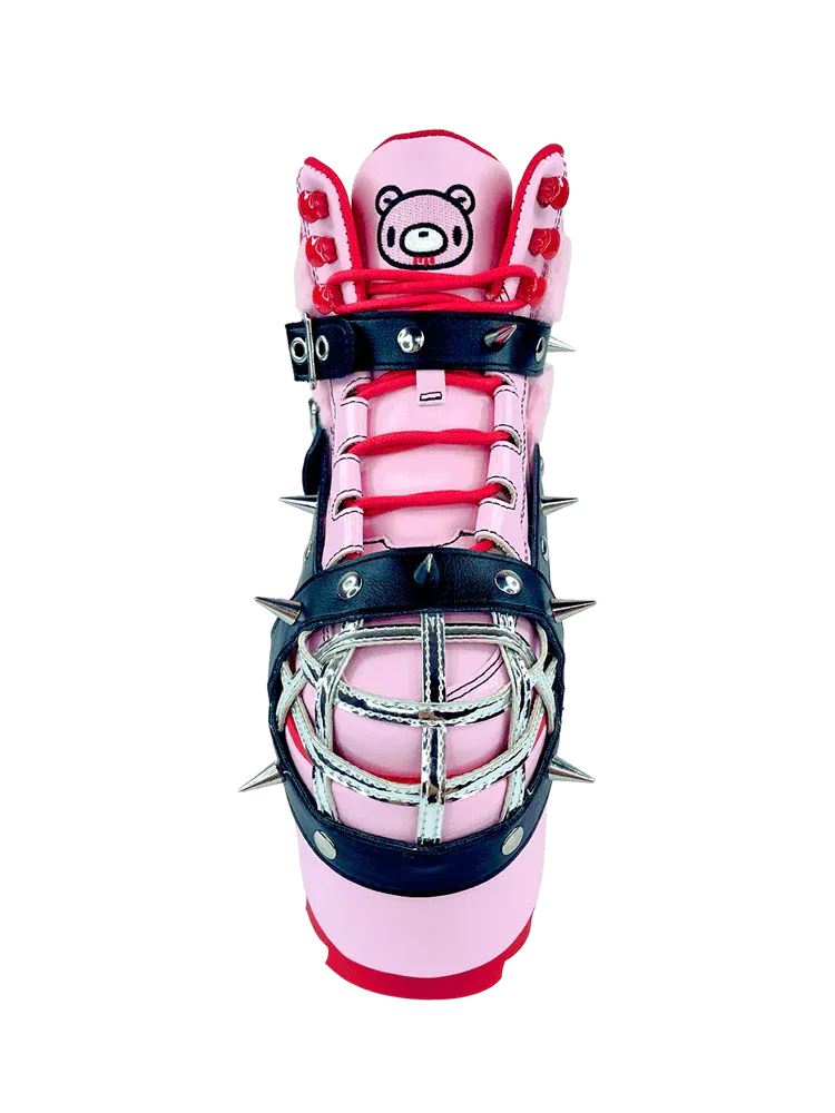 QOZMO BONDAGE GLOOMY BEAR PINK/RED PLATFORM SNEAKERS