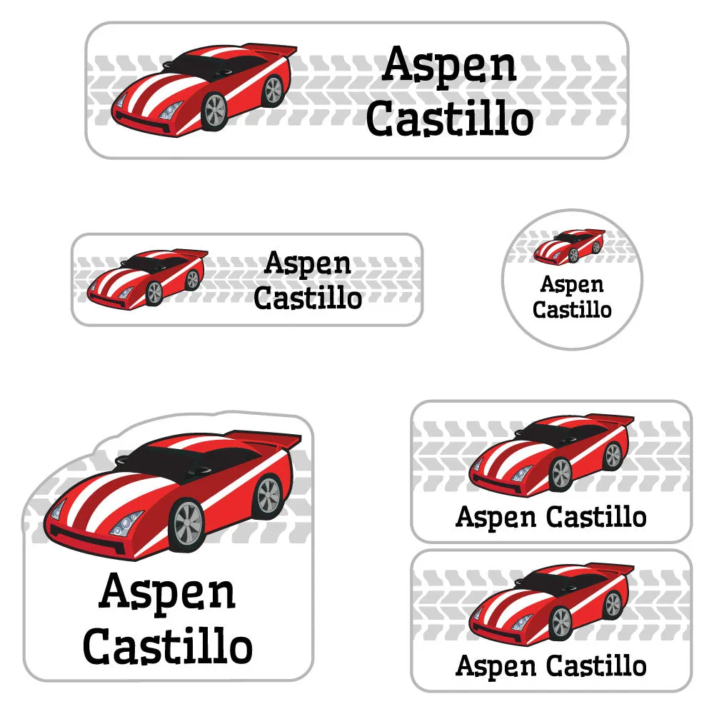 Race Car Kindergarten Labels Pack