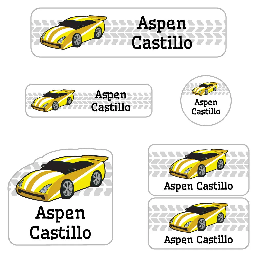 Race Car Kindergarten Labels Pack