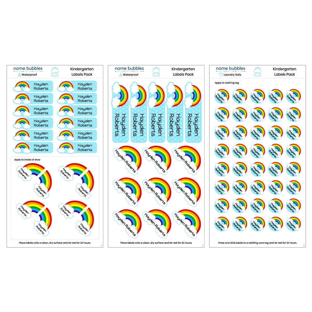 Rainbow Kindergarten Labels Pack