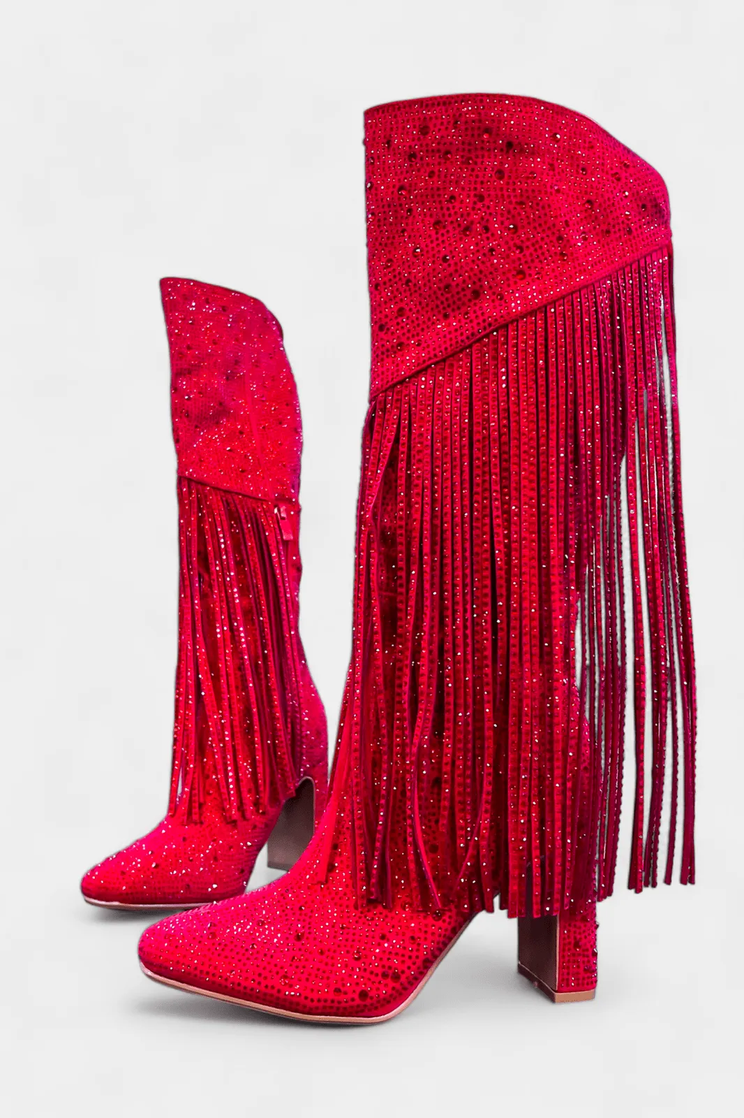 Red Fringe Rhinestone Boots