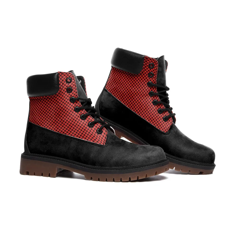 Red Polkadot Accented Casual Leather Lightweight boots TB