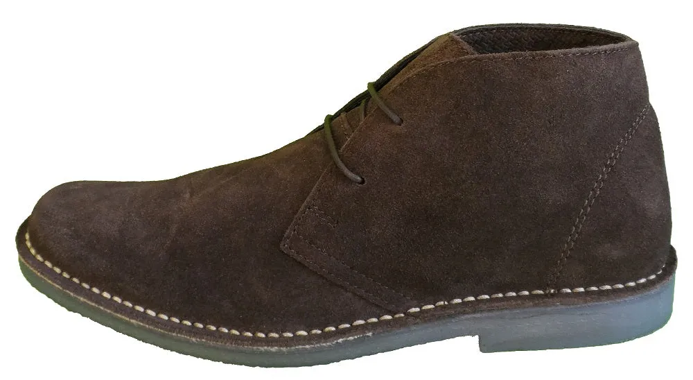 Roamers Mens Real Suede Brown Retro 2 Eyelet Sharptoe Desert boots