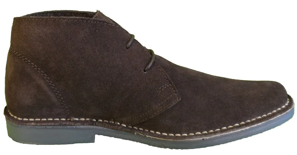 Roamers Mens Real Suede Brown Retro 2 Eyelet Sharptoe Desert boots