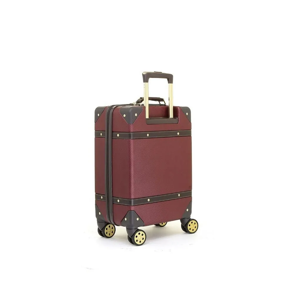 Rock Vintage 3 Piece Hardsided Luggage Set - Burgundy