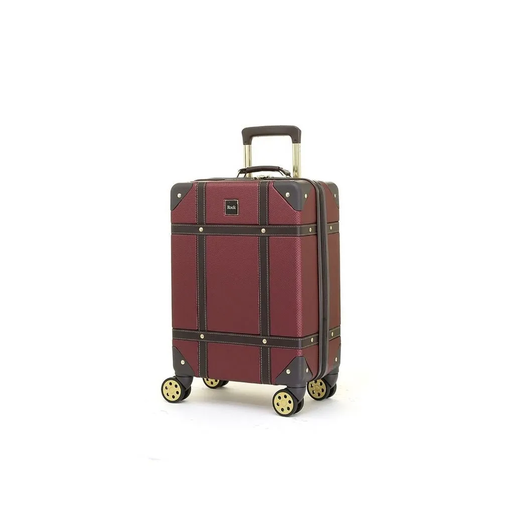 Rock Vintage 3 Piece Hardsided Luggage Set - Burgundy