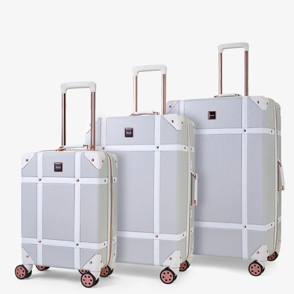 Rock Vintage 3 Piece Hardsided Luggage Set - Grey