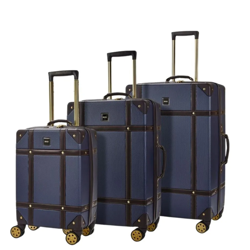 Rock Vintage 3 Piece Hardsided Luggage Set - Navy