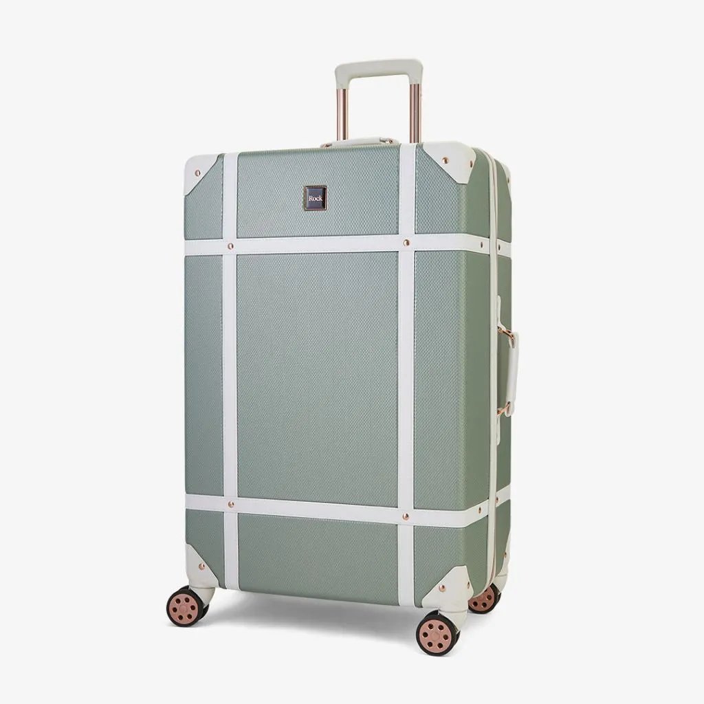 Rock Vintage 3 Piece Hardsided Luggage Set - Sage Green