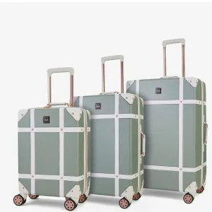 Rock Vintage 3 Piece Hardsided Luggage Set - Sage Green