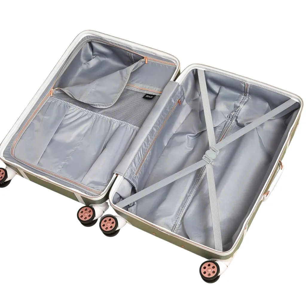 Rock Vintage 3 Piece Hardsided Luggage Set - Sage Green