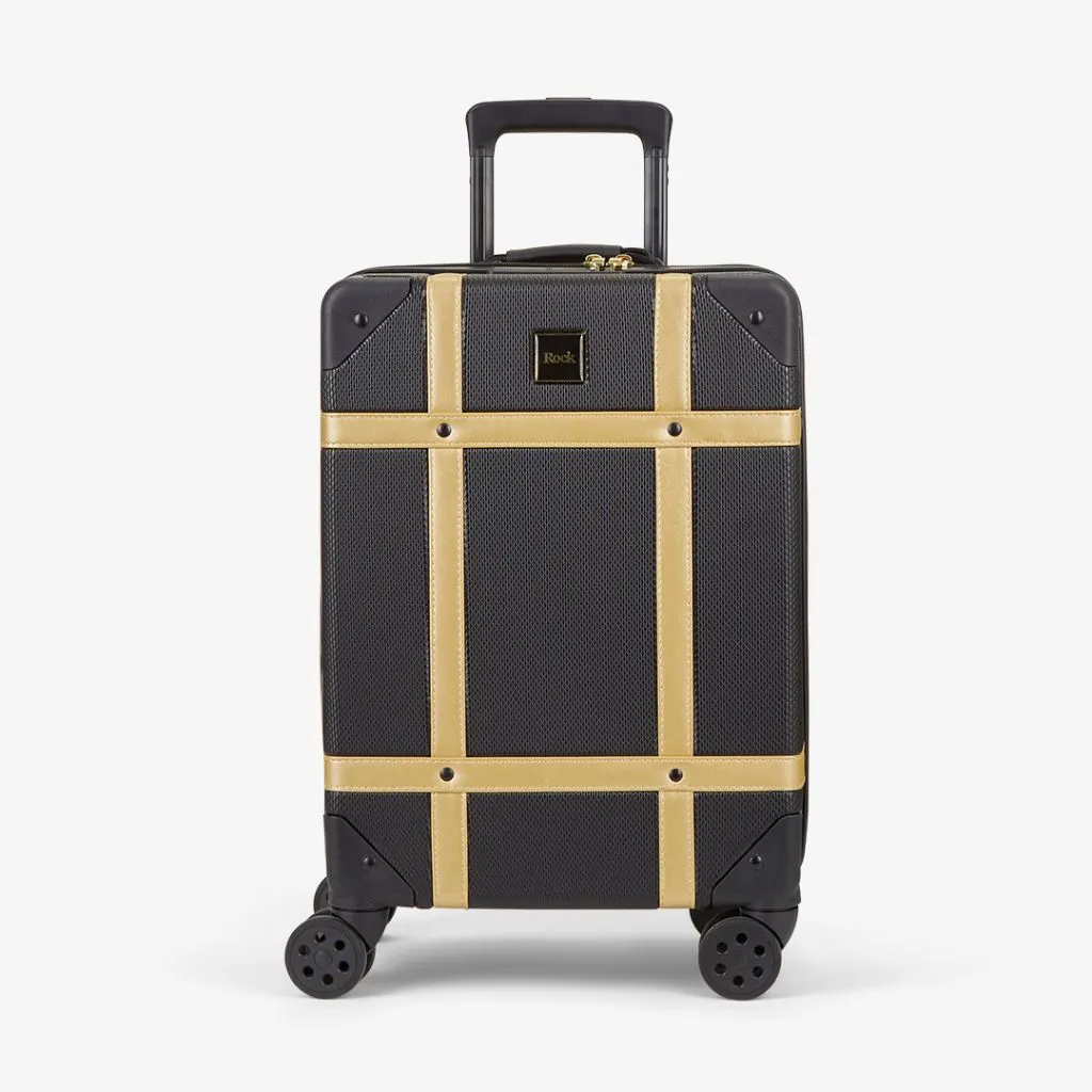 Rock Vintage 54cm Carry On Hardsided Luggage - Black/Gold