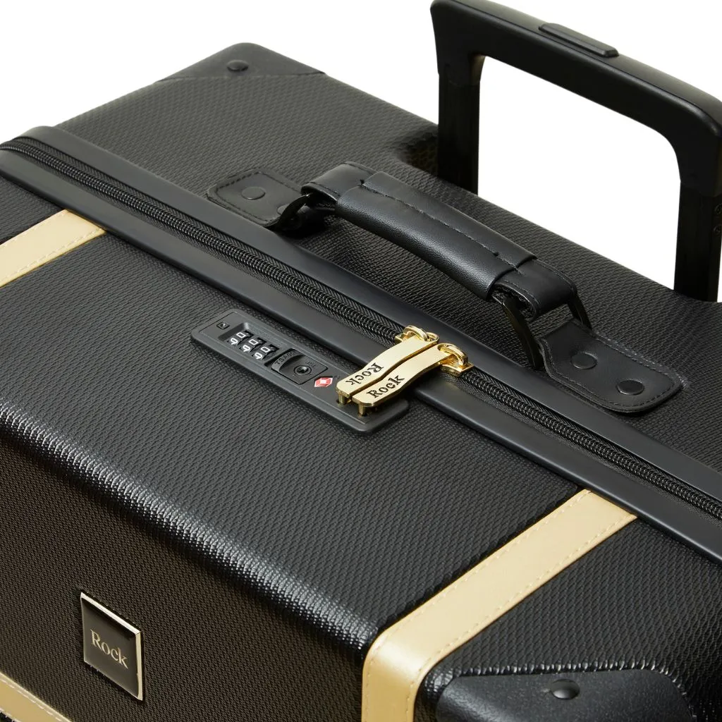 Rock Vintage 54cm Carry On Hardsided Luggage - Black/Gold