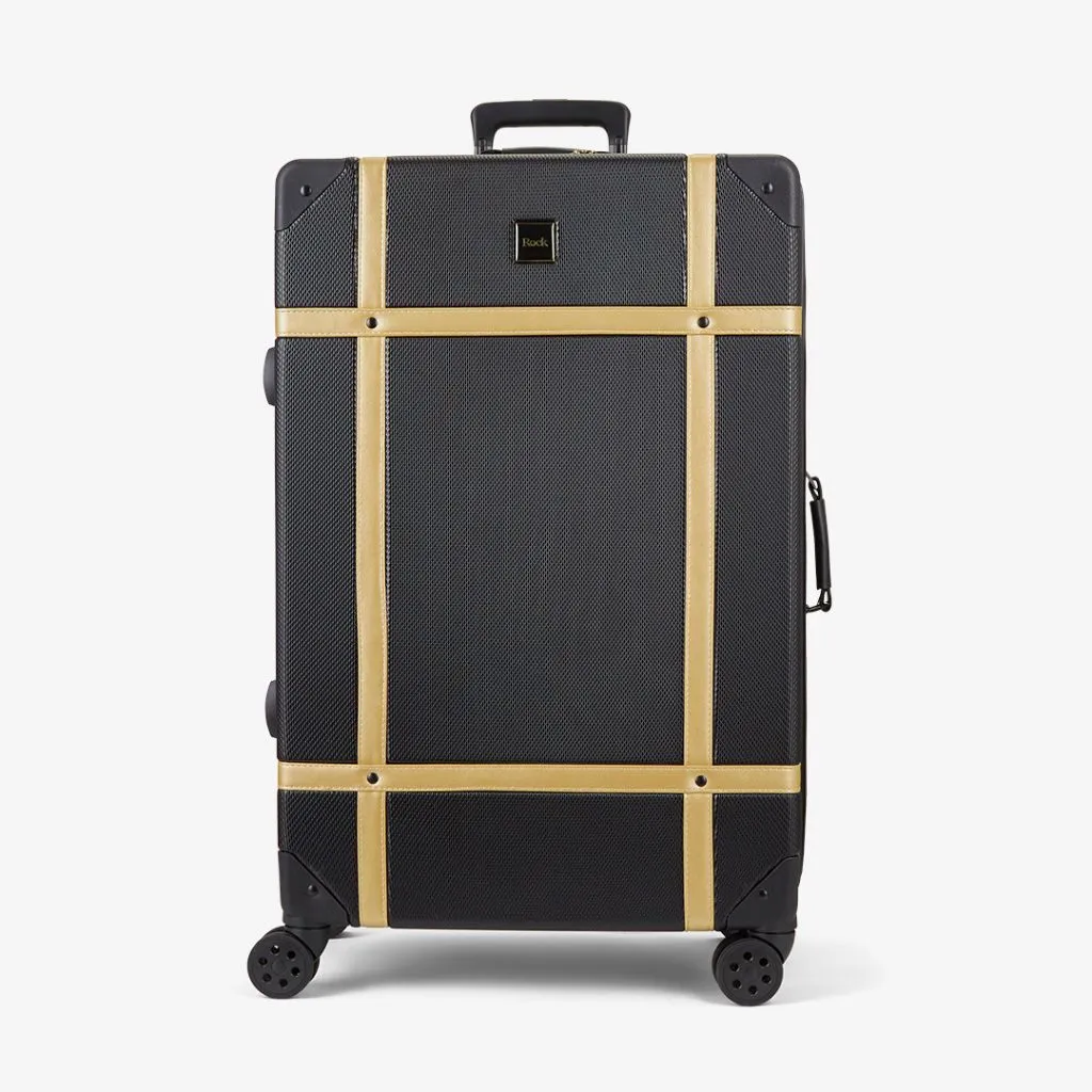 Rock Vintage 78cm Large Hardsided Luggage - Black/Gold