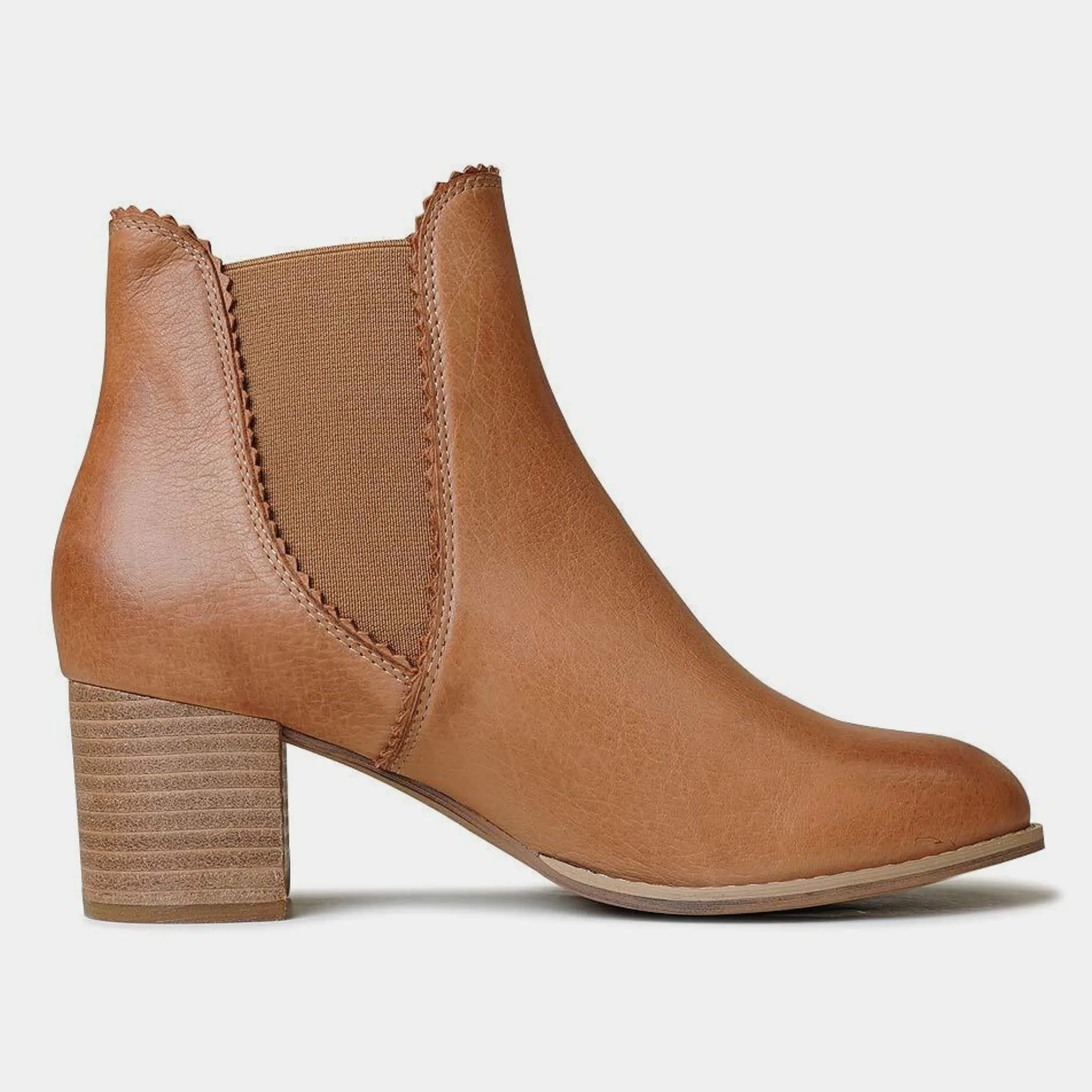 Sadore Dark Tan Leather Ankle Boots